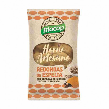 Redondas de espelta con cúrcuma y pimienta Biocop 50 g