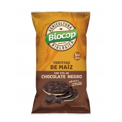 Tortitas de maíz con cobertura de chocolate negro Biocop 95 g